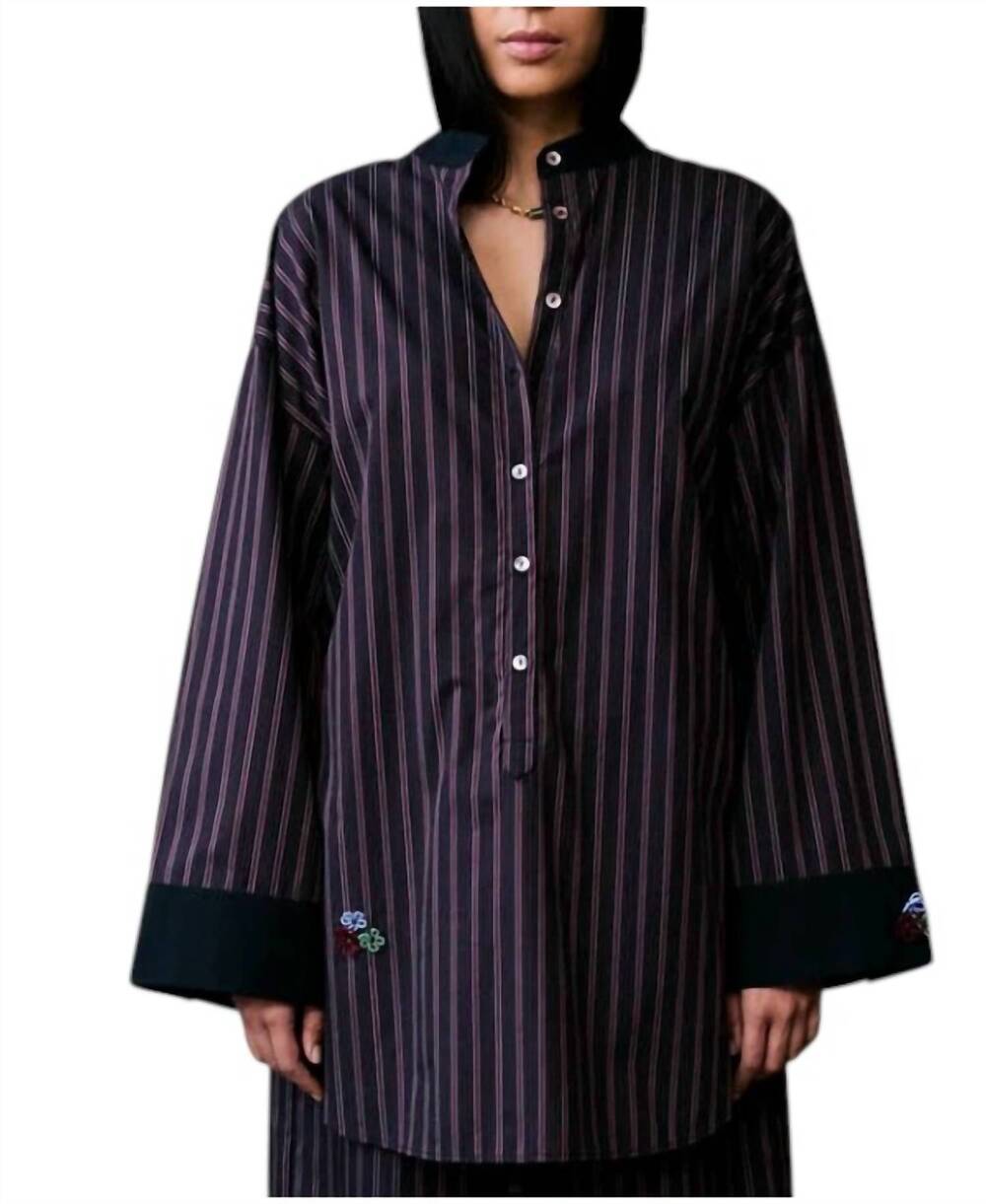NEW CHAN LUU lita blouse in black stripe